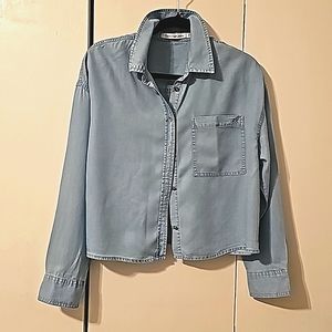 Calvin Kline crop chambray top